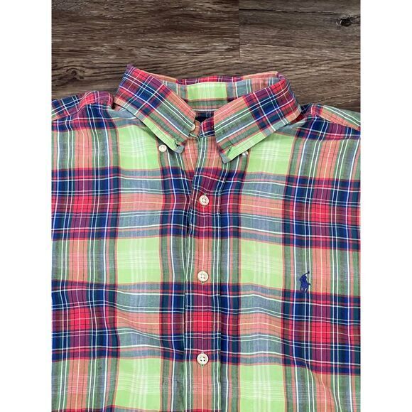 Lauren Ralph Lauren Other - Ralph Lauren Short Sleeve Orange Green Red Plaid Button Down Blake Large‎ Shirt